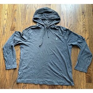Polo Ralph Lauren Mens Lightweight Hoodie Size Large Gray 100% Cotton Drawstring